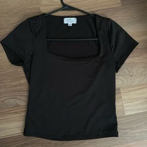 Black silk square cut neck line